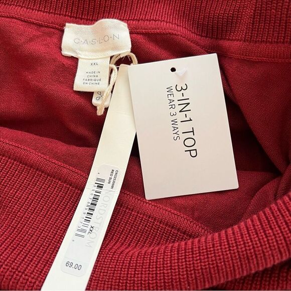 Caslon Burgundy 3-In-1 Convertible Cowl Neck Side Slit Tunic NWT - Picture 10 of 11